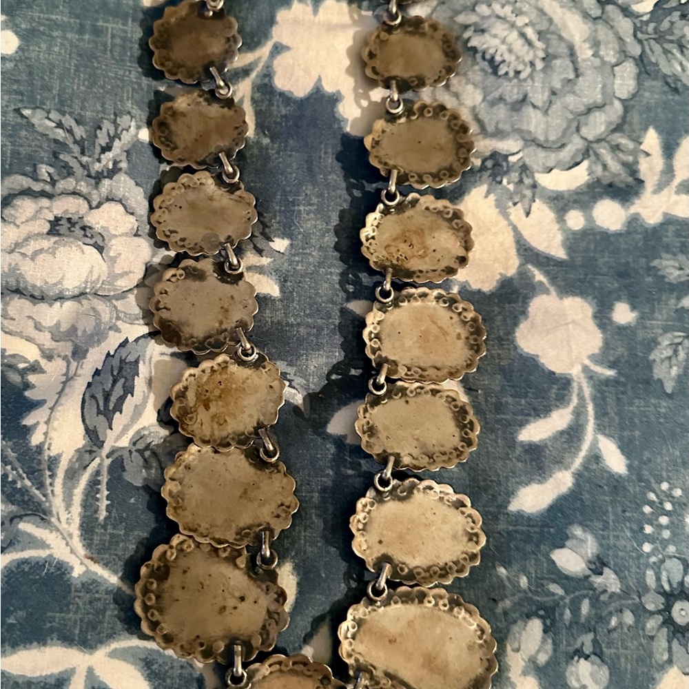 Turquoise #8 giant sterling  silver signed statement necklace squash Rodeo NFR - Picture 7 of 16